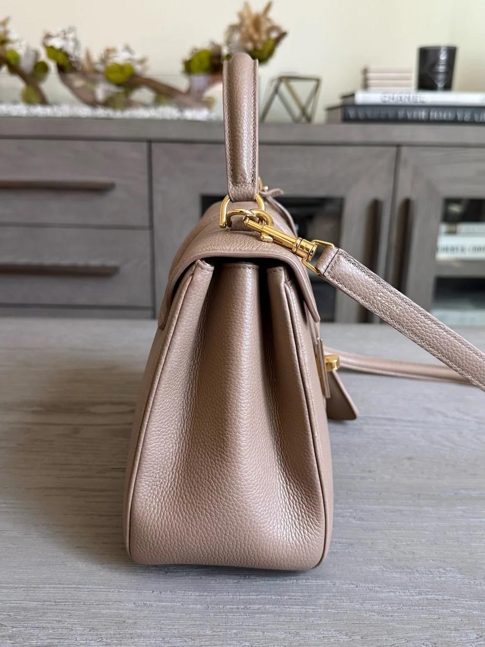 Celine - Taupe Leather Top-Handle Bag